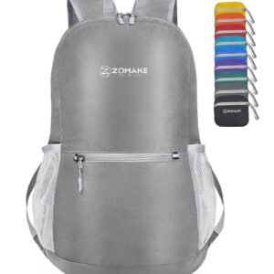 ZOMAKE Ultra Lightweight Hiking Backpack 20L, Packable Small Backpacks Water Resistant Daypack for Women Men(Silver Gray)