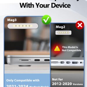 140W C to Magnetic 3 Charger, Compatible with MacBook Air 13, 15 Inch/Mac Book Pro 14, 16 Inch, M1/M2/M3/M4 from 2021/2022/2023/2024/2025 Models, 6.6FT【Original Quality】