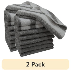 (2 pack) Mainstays 9-Piece Solid/Stripe Kitchen Dishcloth Set, Grey