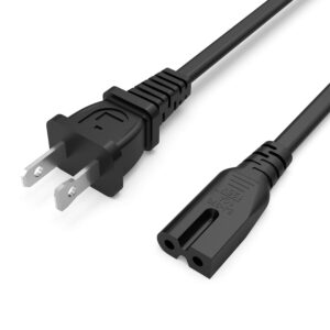 2 Prong AC Power Cord Cable Fit for Sony PS1 PS2 PlayStation 1 2, Vizio D/E/M Series HDTV, Sound Bar, Philips Sharp Sanyo Emerson TV Replacement - (ETL Listed Cable)
