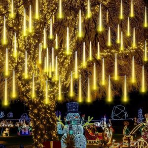 20 Tubes 720 LED Meteor Shower Lights Outdoor Christmas Lights, UL Certified Falling Rain Drop Snowfall Icicle Cascading String Light for Xmas Holiday Tree Wedding Party Decor,...