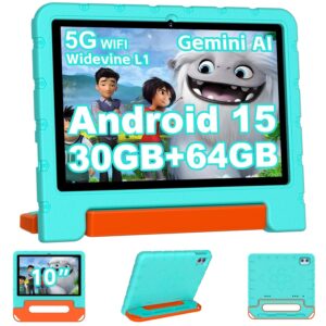 2025 Kids Tablet 10 inch Android 15 Tablets for Kid Octa-Core, 30GB+64GB (TF 1TB), Toddler Tablet with Shockproof, 5G WiFi, Parental Control, Widevine L1, Gemini AI, Split...