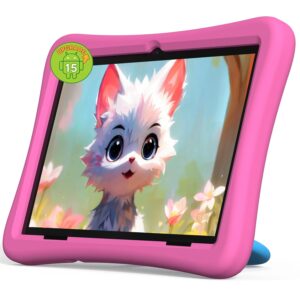 2025 Upgraded Android Tablet, 10 Inch Android 15 Tablet with EVA Shockproof, 8-Core, 12(4+8) GB RAM 64GB Storage, WiFi, BT, Plimpton (Pink)