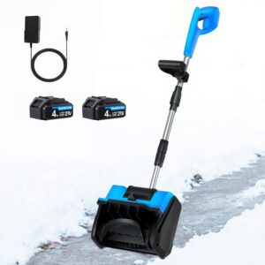 21V Cordless Snow Shovel,Brushless Electric Snow Blower,4Ah Battery Powered Snow Removal Tool, Lightweight Design (Blue)