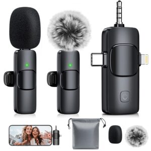 3-in-1 Mini Microphone for iPhone: Wireless Lavalier Microphone for iOS/Android/Camera - Noise Reduction Lapel Mic for Live Streaming - Hi-Fi Sound for Content Creators ,Handheld