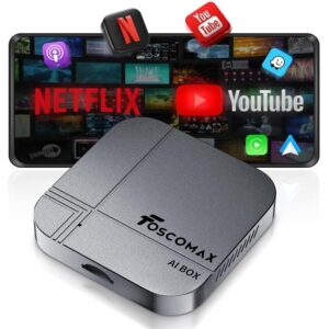 3-in-1 Wireless CarPlay Adapter & Android Auto & Video, AI Box Support Netflix YouTube TikTok, Dual-Band WiFi, Plug & Play, for Cars with OEM Wired CarPlay/Android Auto