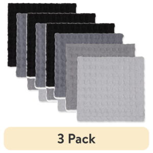 (3 pack) Mainstays 4 Pieces, Waffle Dishcloths, Gray