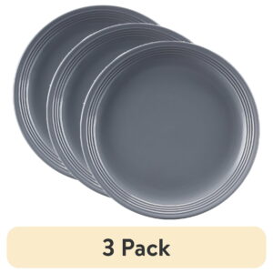 (3 pack) Mainstays Chiara Round Stoneware 10.5" Grey Dinner Plate