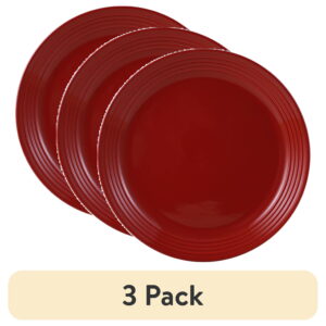 (3 pack) Mainstays Chiara Stoneware Round Red Dinner Plate,10.5"