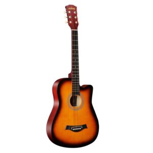 38'' Full Size Adult 6 Strings Cutaway Folk Acoustic Guitar for Students Beginners (Sunset)