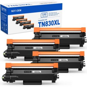 [4 Black] TN830XL Black Toner Cartridge Compatible Replacement for TN830XL TN830BK TN830 XL TN-830BK Work with HL-L2460DW DCP-L2640DW LMFC-L2820DW L2820DWXL 2405W L2400D L2480DW...