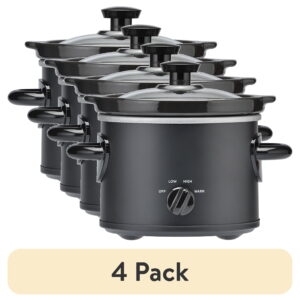 (4 pack) Mainstays 2 Qt Manual Slow Cooker, Matte Black