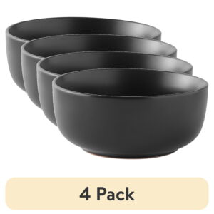 (4 pack) Mainstays Alessandra Matte Black Stoneware Bowl