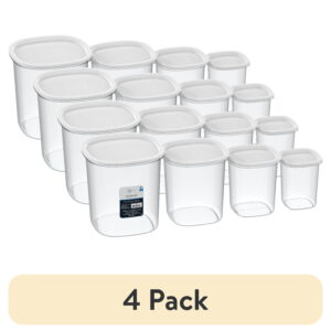 (4 pack) Mainstays Plastic Food Storage Canisters, 8 Pieces