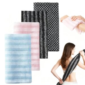 4PCS Blissal Exfoliating Shower Towel,Rip-Resistant Exfoliating Washcloth, Long Washcloth Back Body Scrubber for Men & Women
