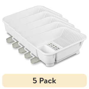 (5 pack) Mainstays Sink Set, Space-efficient, Self-Draining with Retractable Spout, White