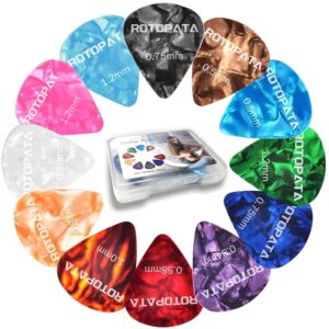 60 Pcs Guitar Picks with 6 Different Thickness Variety Colorful Celluloid Plectrums for Bass, Electric, Acoustic Guitars Ukulele