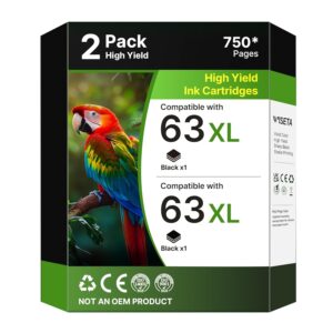 63XL Black Ink Cartridge Replacement for HP Ink 63 63XL Ink Cartridges Black Compatible with DeskJet 1112 2132 3630 3622 3634 Envy 4516 4520 4522 OfficeJet 3830 3833 3836 4650...