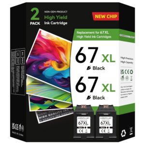 67XL Black Ink Cartridges Compatible for HP 67 Ink Cartridges Compatible for HP Ink 67 Fit for DeskJet 4155e 2855e 2755e 2700 2700e 2800e 4100 4255e 2734e Envy 6055e 6455e 6000...