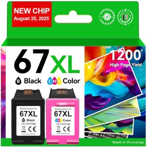 67XL Ink Cartridges Compatible for HP 67 Ink Cartridges Combo Pack Black Color Fit for Deskjet 2855e 4255e 2700 2755e 2734e 2842e 4255e 2827e 2723e 4155e 2742e Envy 6455e 6055e...