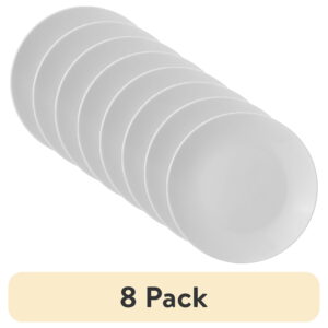 (8 pack) Mainstays Glazed White Round Stoneware Salad Plate, 7.5”
