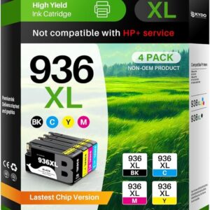 936XL 936 Ink Cartridges Replacement for HP 936 Ink Cartridges Combo Pack Work with HP Officejet Pro 9120b 9135 9125 9120 9130b 9110 9730 9720 Printers 936 Black Yellow Cyan...