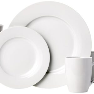 Amazon Basics 16-Piece Dinnerware Set, Plates, Bowls, Mugs, Service for 4, White