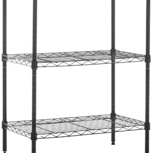 Amazon Basics 3-Shelf Adjustable Heavy Duty Steel Wire Rack Storage Shelving Organizer for Kitchen, Garage, 23.2" L x 13.4" W x 30" H, Black