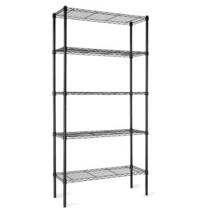 Amazon Basics 5-Shelf Adjustable Heavy Duty Steel Wire Rack Storage Shelving Organizer for Kitchen, Garage, 36" L x 14" W x 72" H, Black