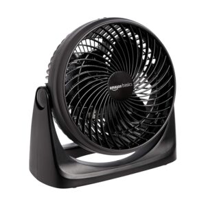 Amazon Basics Air Circulator Fan, Desk Fan for Bedroom, Home and Office, With 90-Degree Tilt Head, 3 Speed Settings, Lightweight (3 LBS), 35 Watts, Black, 11.1"W x 6.3"D x 10.9"H