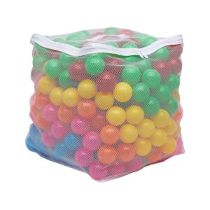 Amazon Basics BPA Free Crush-Proof Plastic Ball, Pit Balls with Storage Bag, Toddlers Kids 12+ Months, Pack of 400 Balls, 6 Bright Colors