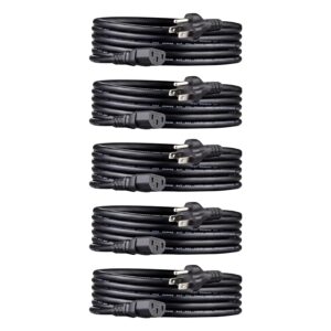 Amazon Basics Computer Monitor TV Replacement Power Cord - 10-Foot, Black, 5-Pack