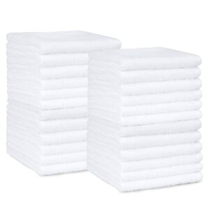 Amazon Basics Fast Drying Cotton Washcloths for Bathroom, Machine Washable, Soft and Highly Absorbent, 12 x 12 in, White, 24-Pack