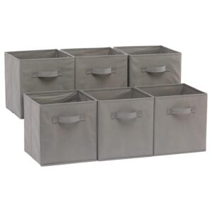 Amazon Basics Foldable Storage Bins Cubes Organizer, 6-Pack, Gray