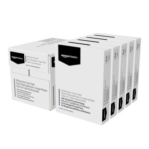 Amazon Basics Multipurpose Copy Printer Paper, 8.5" x 11", 20 lb, 5 Reams, 2500 Sheets, 92 Bright, White