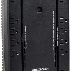 Amazon Basics Standby UPS Battery Backup 800VA 450W Surge Protector Uninterruptible Power Supply, 12 Outlets, for Power Outage Protection, Compact, Black