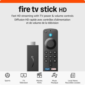 Amazon Fire TV Stick HD (newest model), free and live TV, Alexa Voice Remote, smart home controls, HD streaming