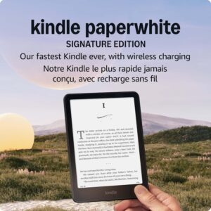 Amazon Kindle Paperwhite Signature Edition 32GB (newest model) – Our fastest Kindle with auto-adjusting front light, wireless charging, and weeks of battery life – Metallic Black