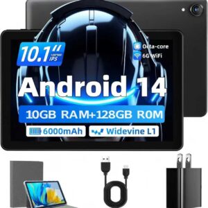 Android 14 Tablet 10 Inch 10GB +128GB Octa Core,Gaming Tablet with OTG Transmission and Wi-Fi 6G 6000mAh, 8+5MP Dual Camera,Bluetooth 5.3, Latest Tablets with Widevin L1