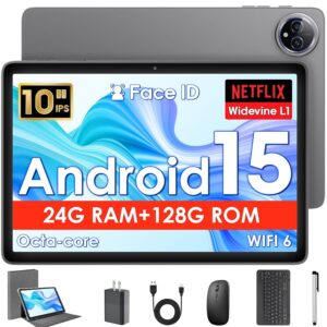 Android 15 Tablet, 10 Inch Tablets Android, Octa-Core, 24GB(8+16) RAM+128GB ROM+1TB Expand, 1280x800 IPS Display, HD Touchscreen, Widevine L1, GPS, 2.4G/5G WiFi, 5MP+8MP Camera,...