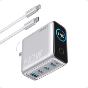 Anker Laptop Charger, 140W MAX USB C Charger, 4-Port Multi-Device Fast Charging, Advanced GaN Power Adapter, Intuitive Touch Controls, for MacBook, iPhone 17/16 Series, Samsung...