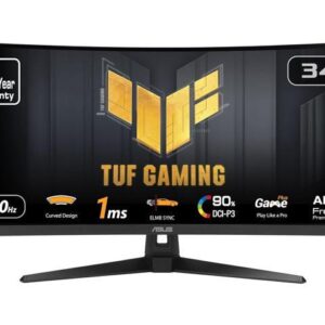 ASUS 34" 180 Hz VA UWQHD Gaming Monitor 1ms MPRT* FreeSync Premium (AMD Adaptive Sync) Curved TUF Gaming VG34VQ3B