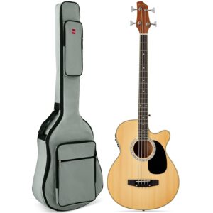 Best Choice Products Electric Acoustic Bass Guitar Natural Solid Wood Construction with Equalizer New