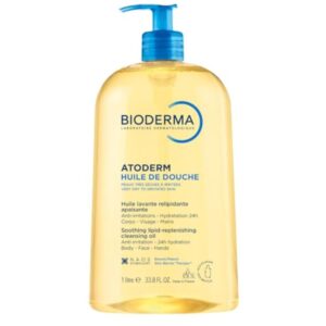 Bioderma Atoderm Shower-Oil, Cleansing-Oil For Face & Body, Nourishing Cleansing Oil For Dry to Atopic Sensitive Skin For Softer & Smooth Skin For Your Whole Family