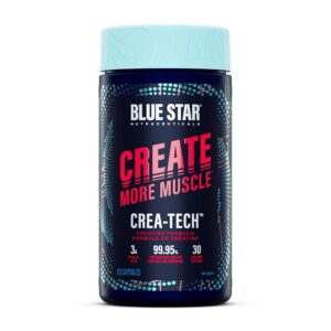 Blue Star Nutraceuticals CREA-TECH - Creapure Creatine Monohydrate - w/Electrolytes. Creatine + Electrolytes Capsules - Build Muscle and Increase Strength | 30 Day Supply - 120...