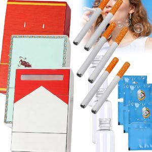 Bubble Toy Cigarette, Bubble Blowing Cigarette Stress Relief Toy, Fake Bubbles Smoke Cigarettes Pack Blower, Blow Bubbles Cigarettes Sticks with Liquid Relaxation Birthday...