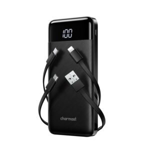 Charmast Power Bank with Built in Cables, 10000mAh USB C Battery Pack 6 Outputs 2 Inputs with LED Display Type C Powerbank Portable Charger Compatible with Smartphones Tablets...