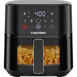 Chefman Air Fryer – 4 QT Compact Airfryer for Quick & Easy Meals, Features Hi-Fry Technology for Extra Crisp, Easy-View Window, Touch Controls with 4 Presets, Nonstick &...