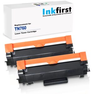 (CHIP Included) 2 High Yield Inkfirst Toner Cartridges TN-760 TN760 Compatible Remanufactured for Brother TN-760 MFC-L2710DW MFC-L2730DW MFC-L2750DW MFC-L2750DWXL DCP-L2550DW...