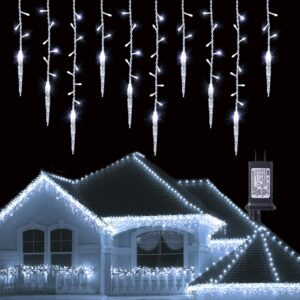 Christmas Icicle Lights, 29.5ft 360 LED Connectable Icicle String Lights with 60 Drops, Window Curtain Icicle Lights with 8 Modes, Icicle Fairy Twinkle Lights for Christmas...